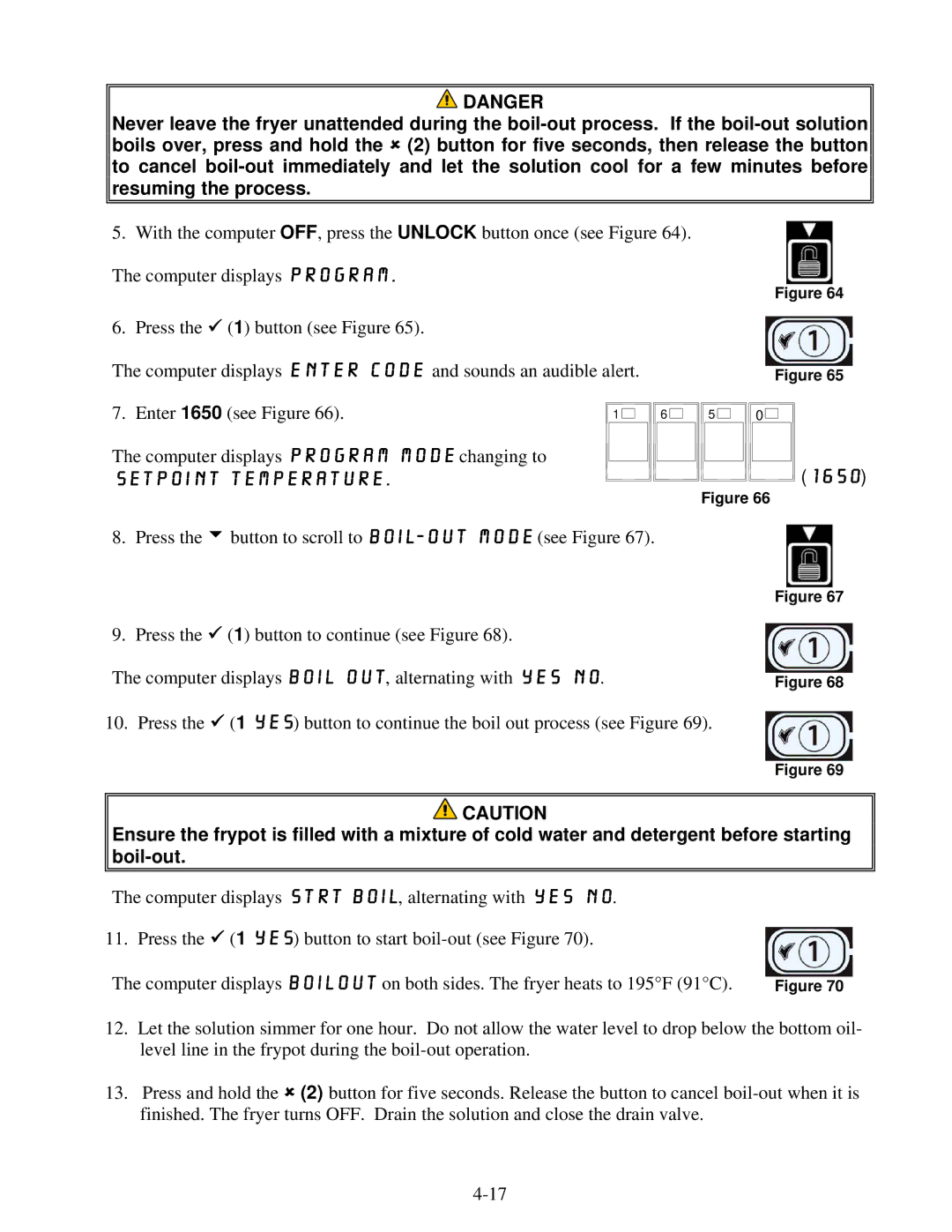 Frymaster Protector Series operation manual 1650, Setpoint Temperature 