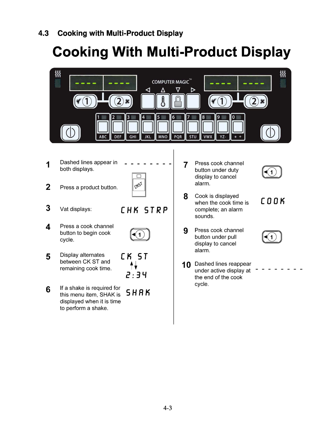 Frymaster Protector Series operation manual 4.3Cooking with Multi-ProductDisplay 