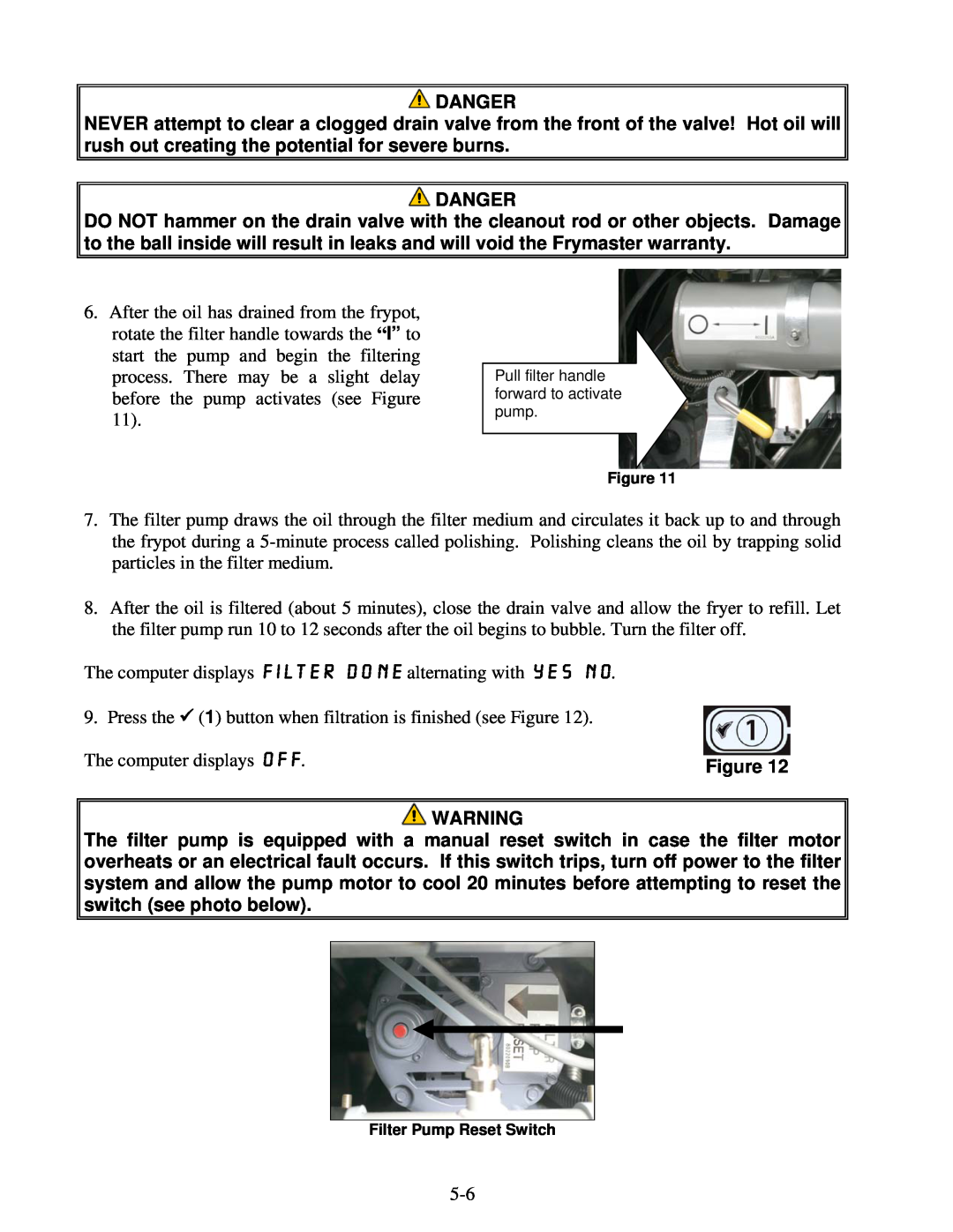 Frymaster Protector Series operation manual Danger 