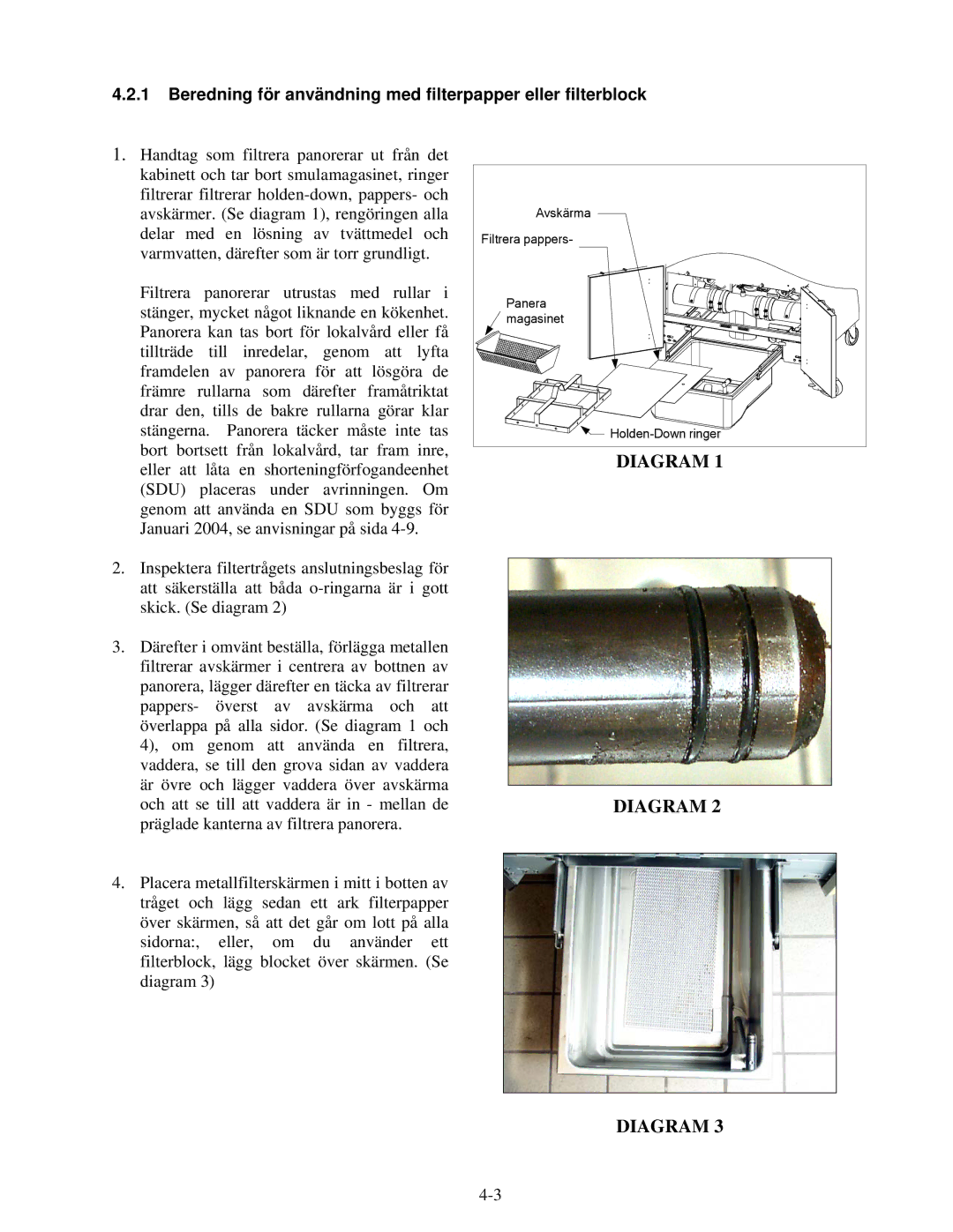 Frymaster RE Series manual Beredning för användning med filterpapper eller filterblock 