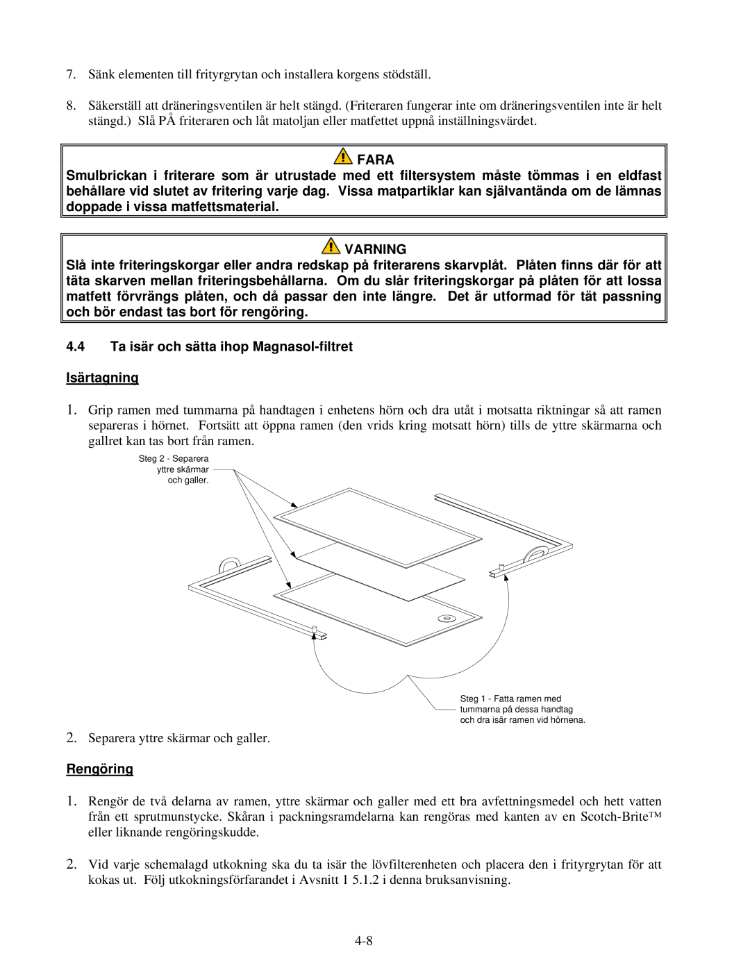 Frymaster RE Series manual Rengöring 