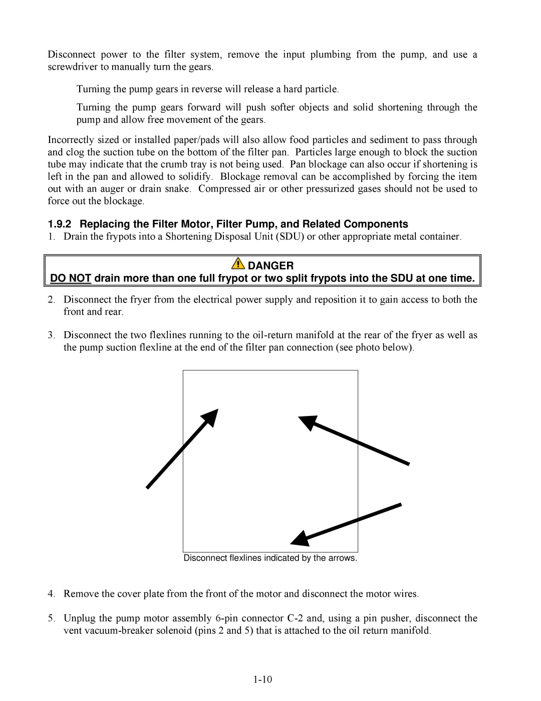 Frymaster RE80 manual Disconnect flexlines indicated by the arrows 