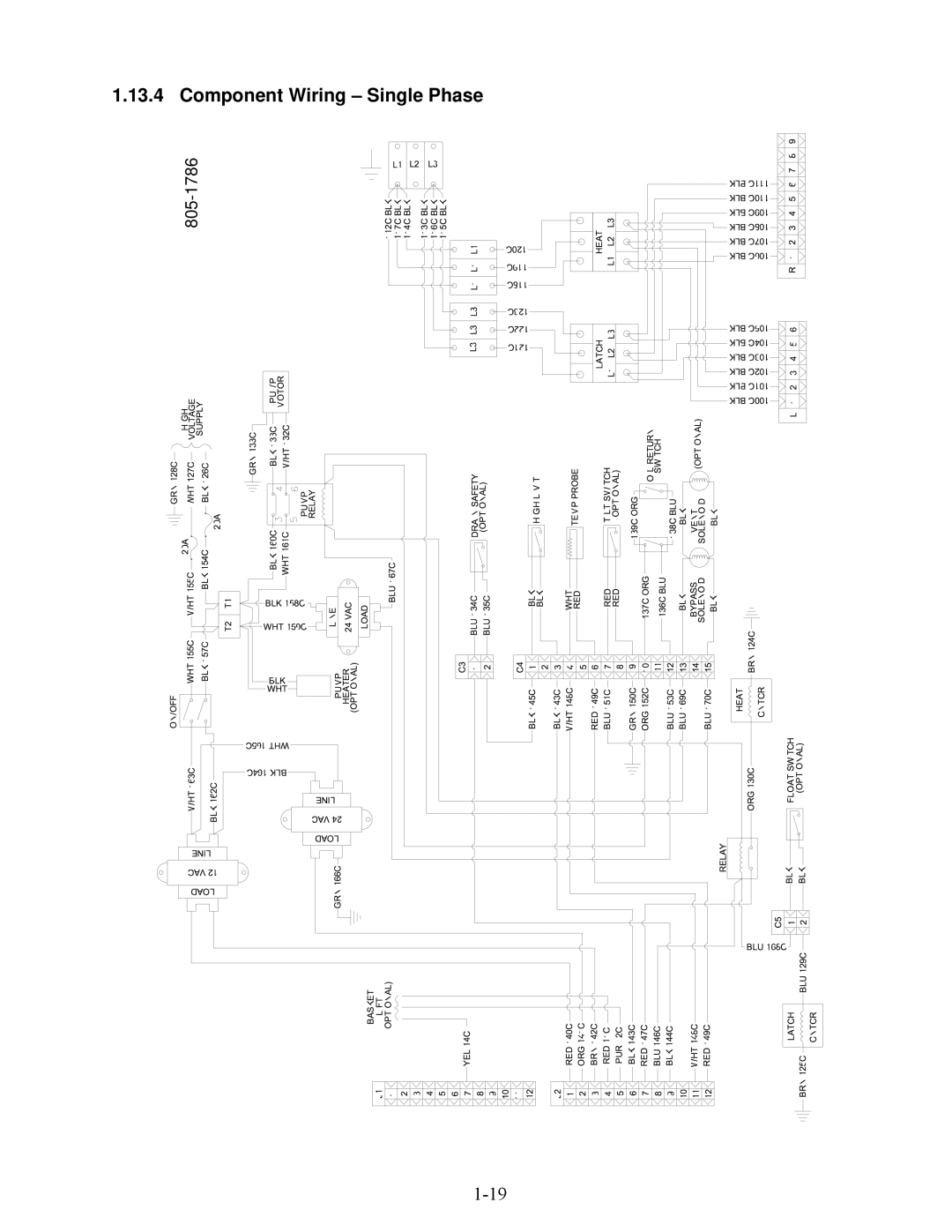 Frymaster RE80 manual Component Wiring Single Phase 