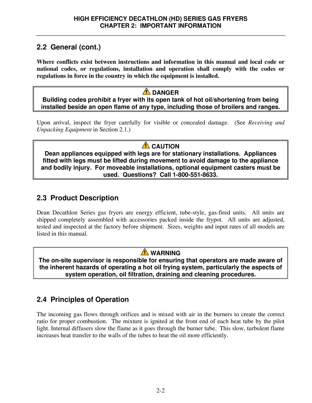 Frymaster SCFHD operation manual Product Description, Principles of Operation 