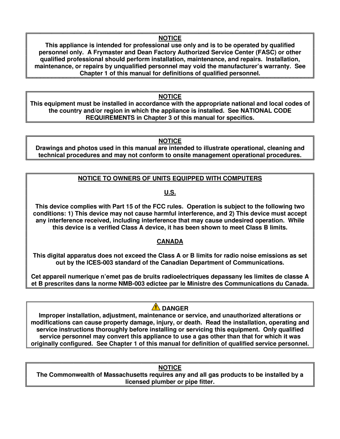 Frymaster SCFHD operation manual Canada 