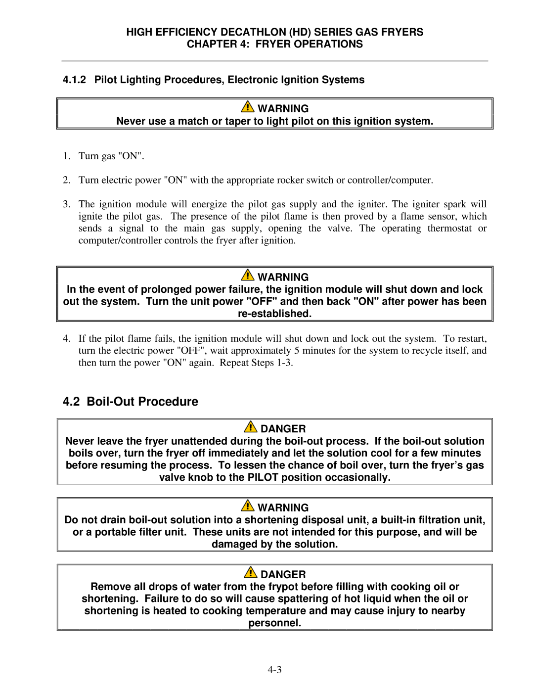 Frymaster SCFHD operation manual Boil-Out Procedure 