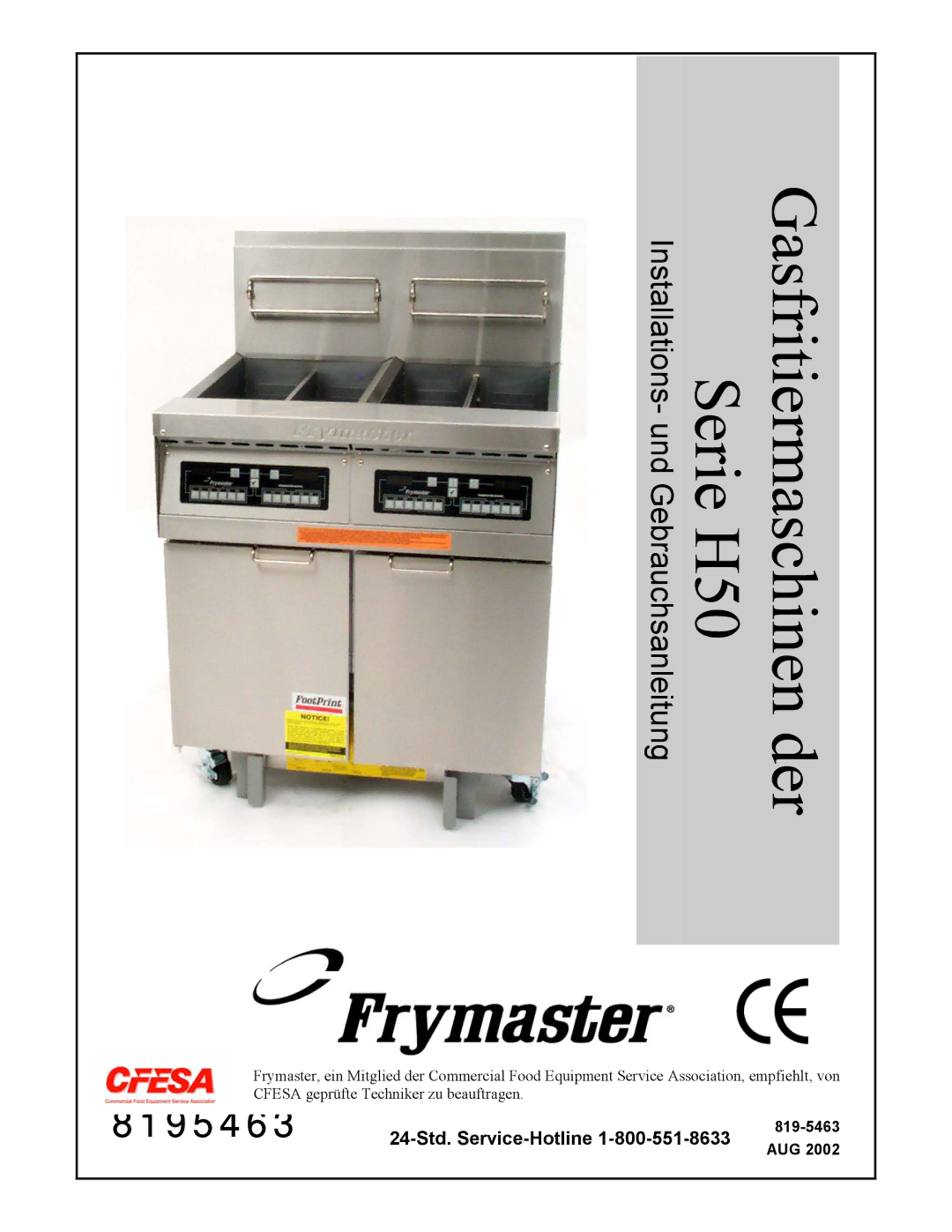 Frymaster Series H50 manual 8195463 