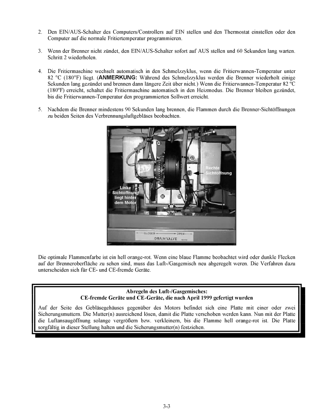 Frymaster Series H50 manual Rechte Sichtöffnung Linke Liegt hinter Dem Motor 