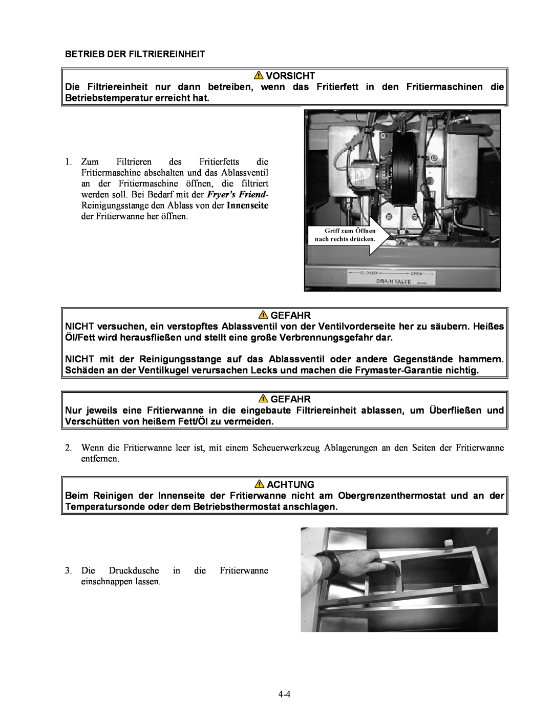 Frymaster Series H50 manual Vorsicht, Gefahr, Achtung 