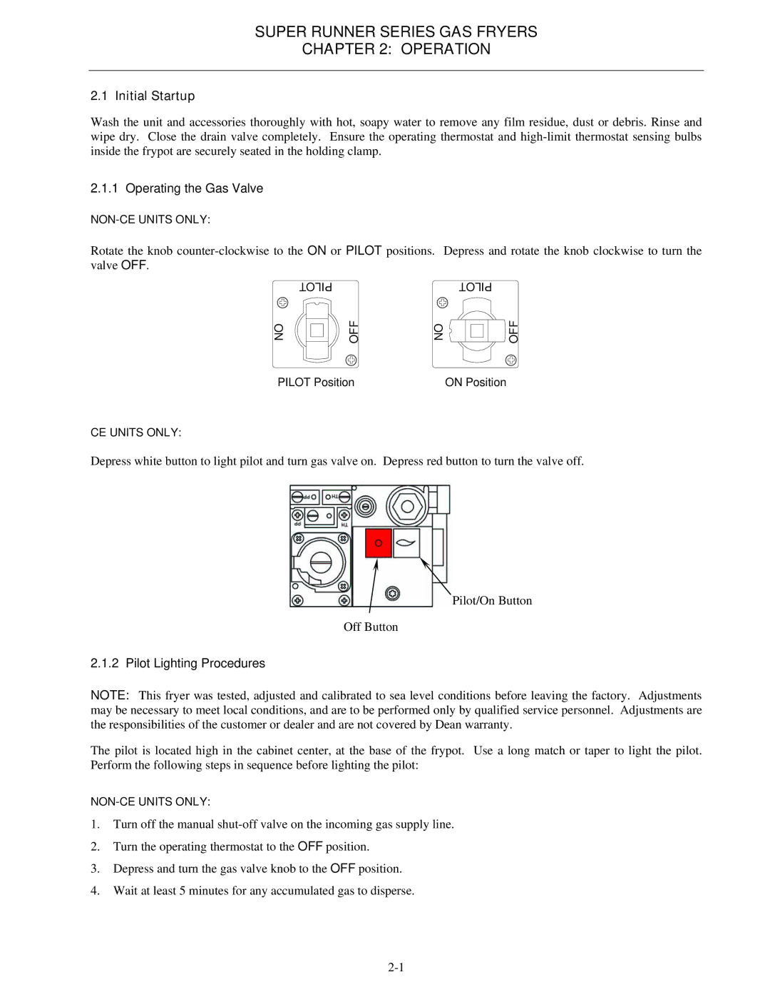 Frymaster Series SR52, Series SR62 operation manual Super Runner Series GAS Fryers Operation, Initial Startup 