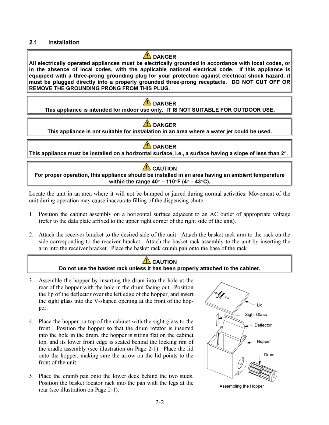 Frymaster SinBaD Series warranty Installation 