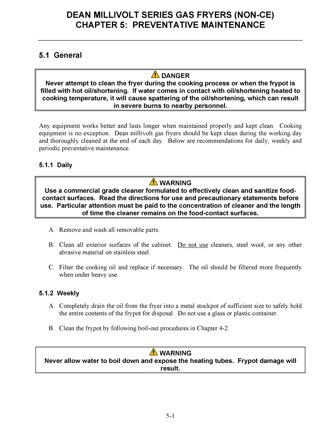 Frymaster SM35 operation manual Weekly 