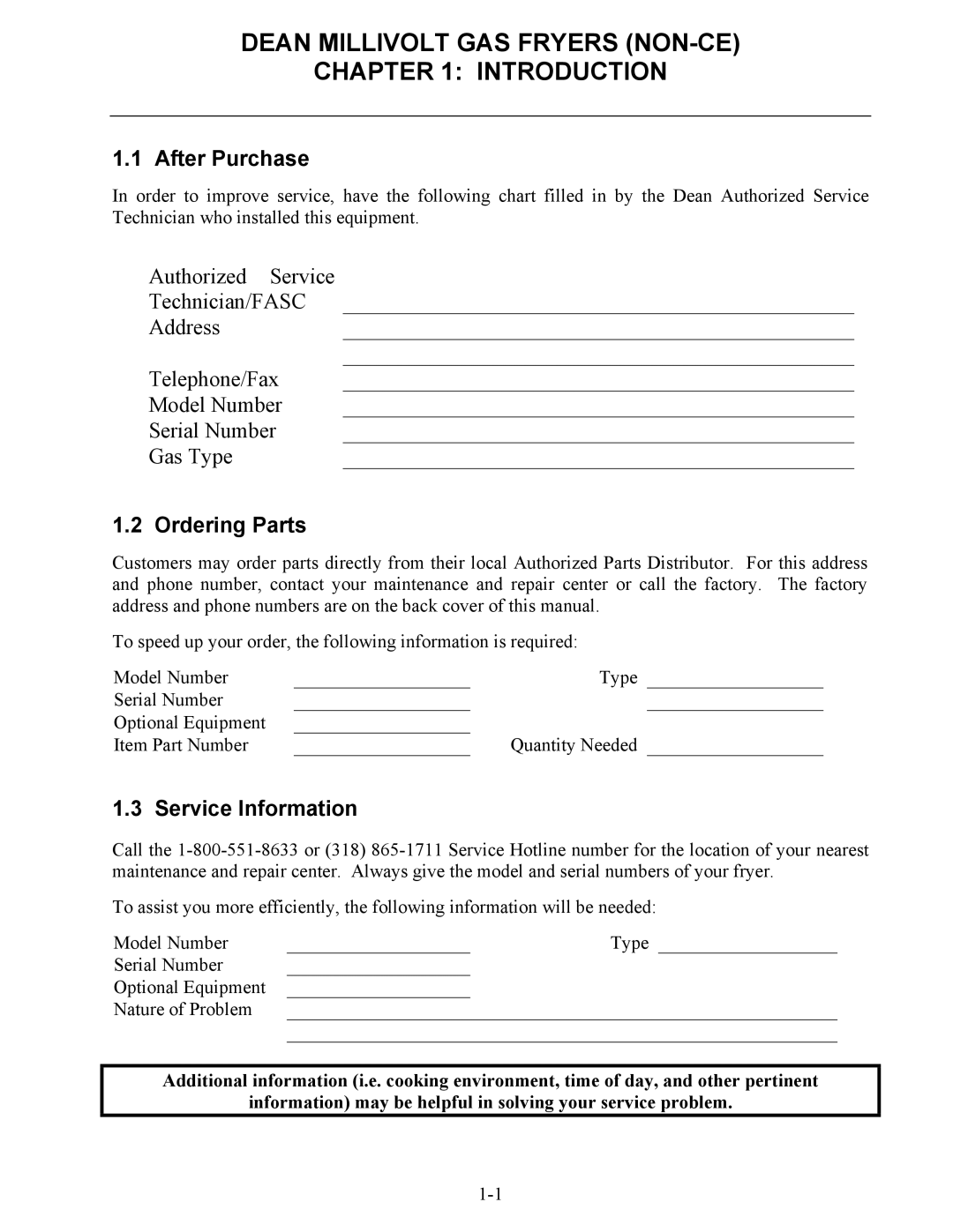 Frymaster SM35 operation manual After Purchase, Ordering Parts, Service Information 