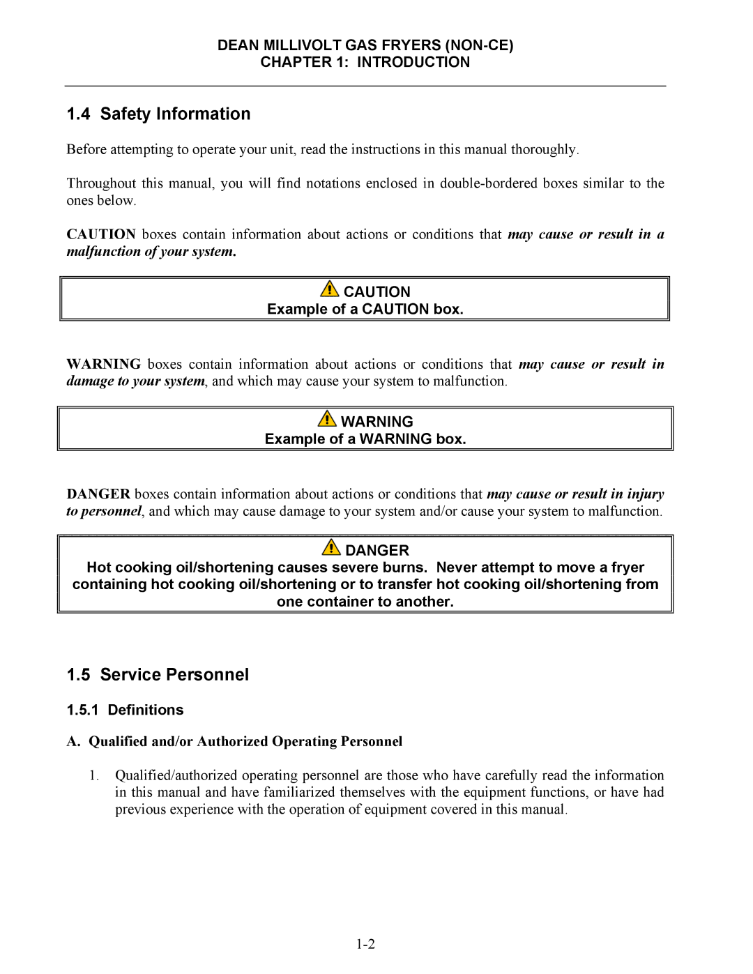 Frymaster SM35 operation manual Safety Information, Service Personnel, Qualified and/or Authorized Operating Personnel 