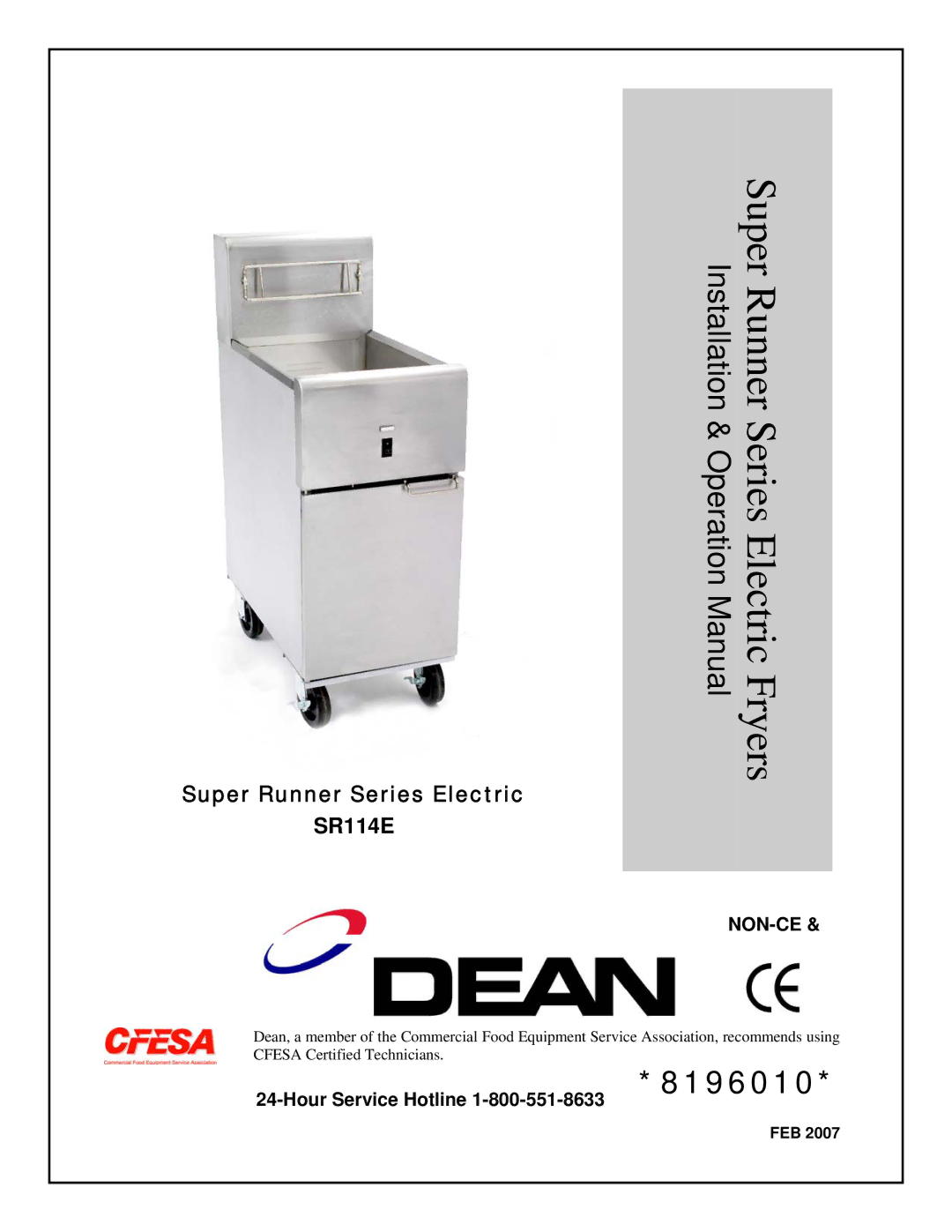 Frymaster SR114E operation manual Series Electric Fryers, Feb 