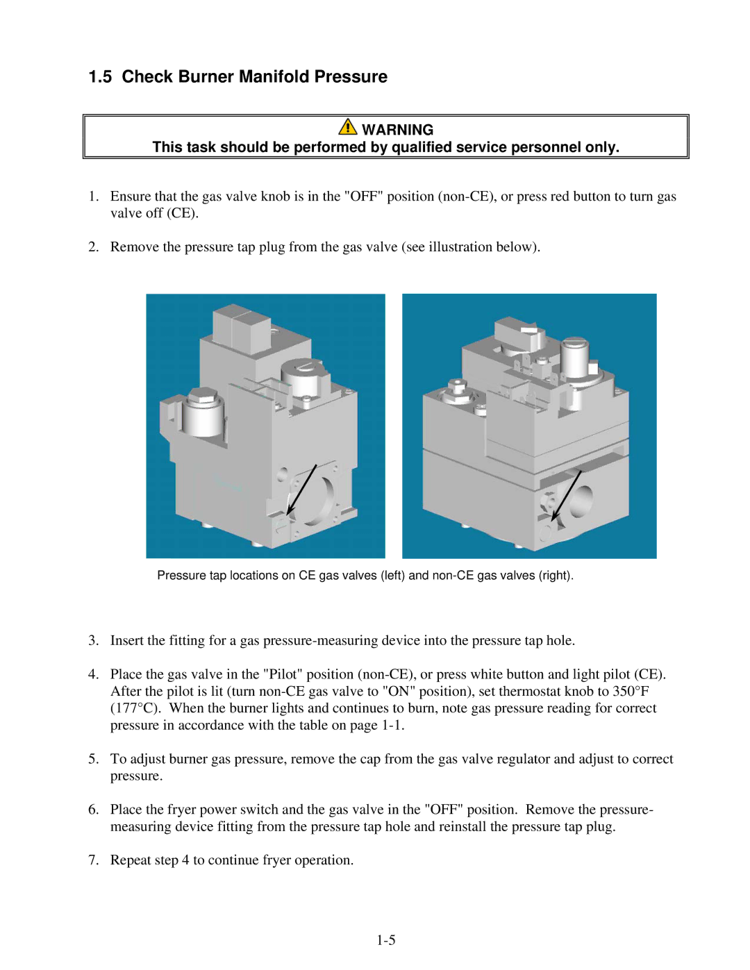 Frymaster Super Runner Series, Super Marathon Series manual Check Burner Manifold Pressure 