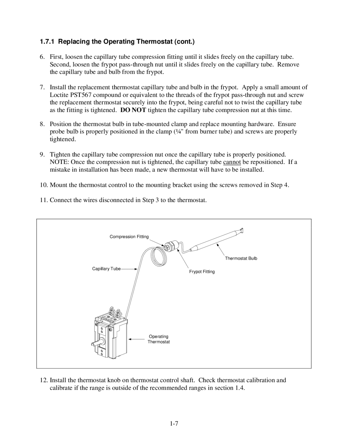 Frymaster Super Runner Series, Super Marathon Series manual Replacing the Operating Thermostat 