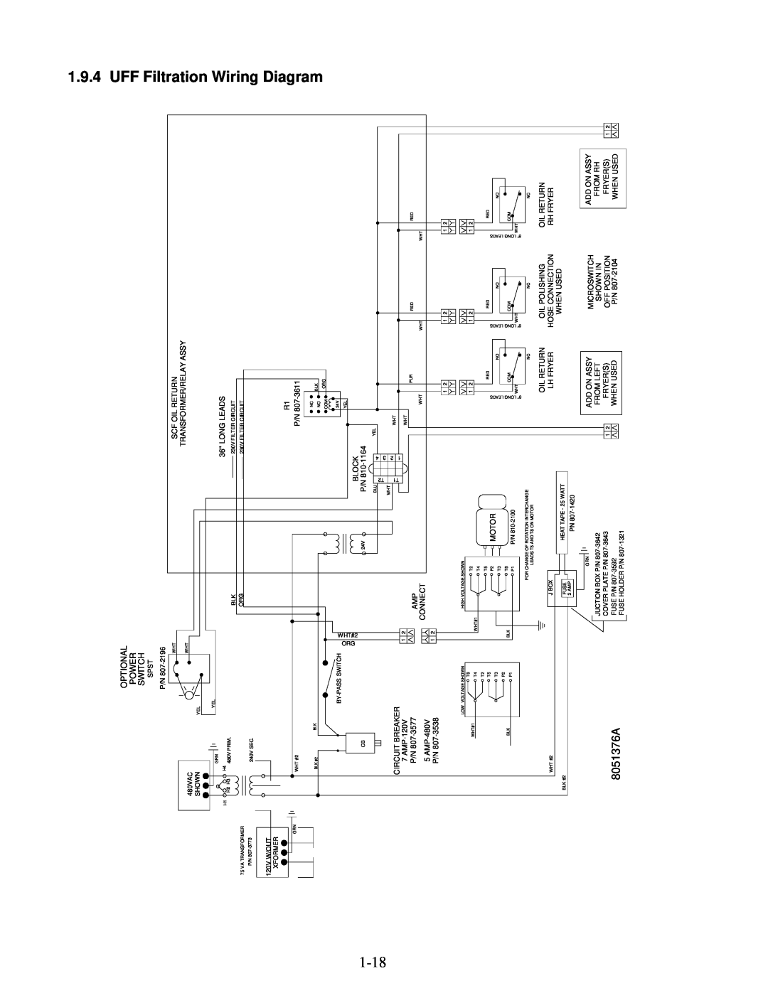 Frymaster Super Marathon Series, Super Runner Series manual UFF Filtration Wiring Diagram, 8051376A, Optional 