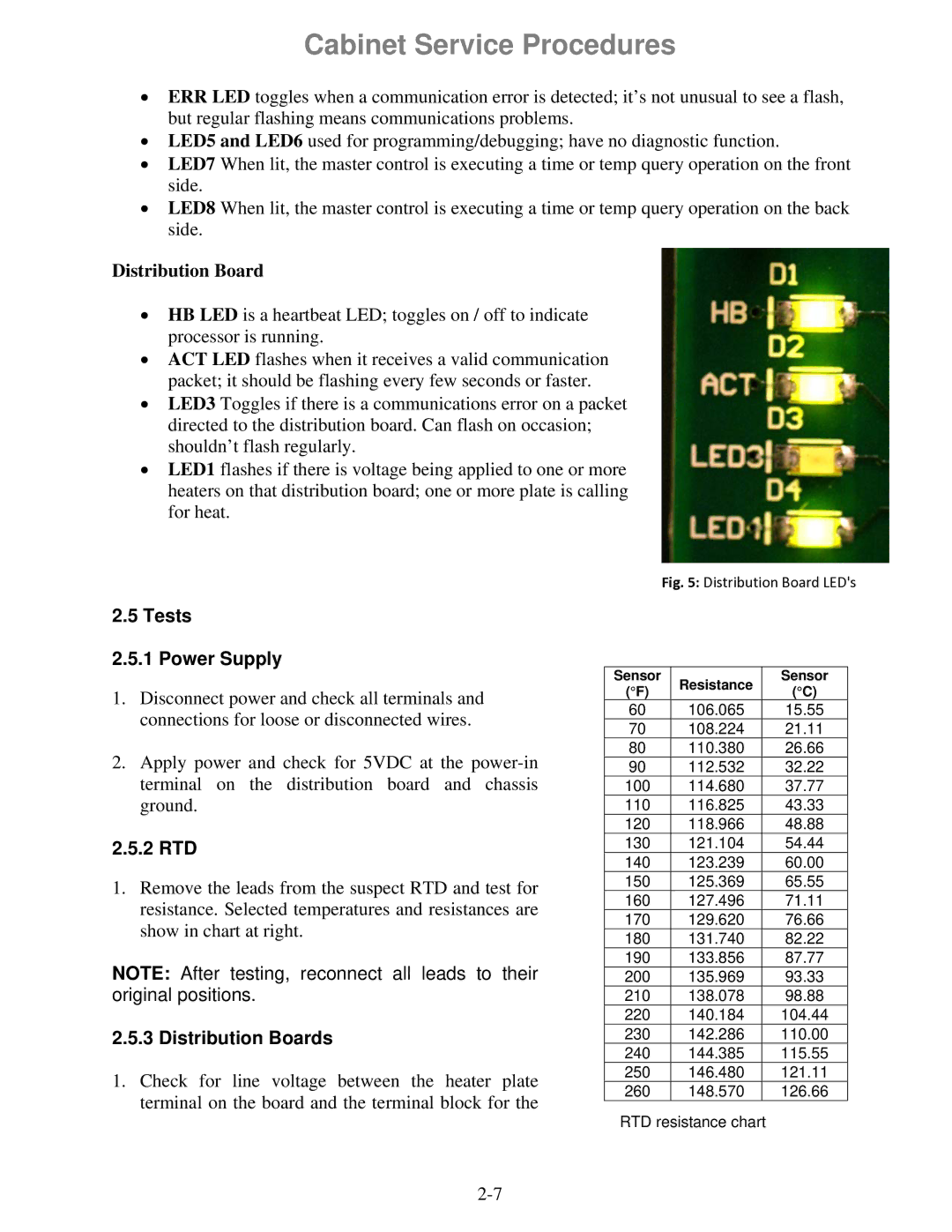 Frymaster UHC-HD manual Tests Power Supply, 2 RTD, Distribution Boards 