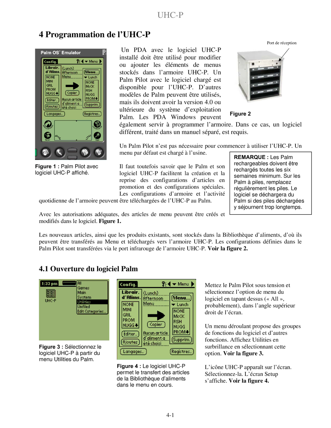 Frymaster UHC-P 2, UHC-PN manuel dutilisation Programmation de l’UHC-P, Ouverture du logiciel Palm 