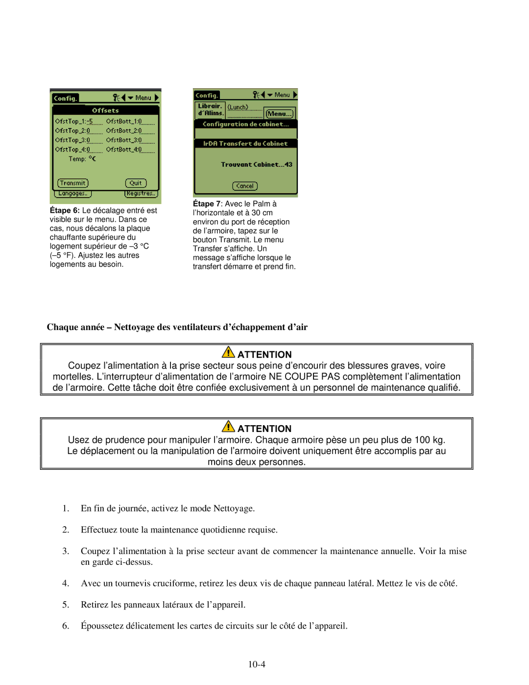 Frymaster UHC-P 2, UHC-PN manuel dutilisation Chaque année Nettoyage des ventilateurs d’échappement d’air 