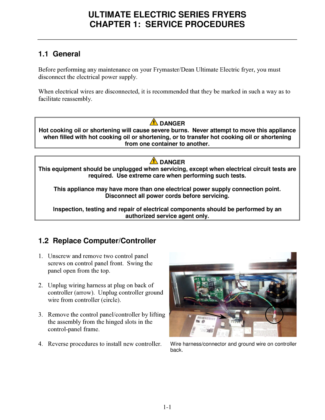 Frymaster Ultimate Electric Series manual General, Replace Computer/Controller 