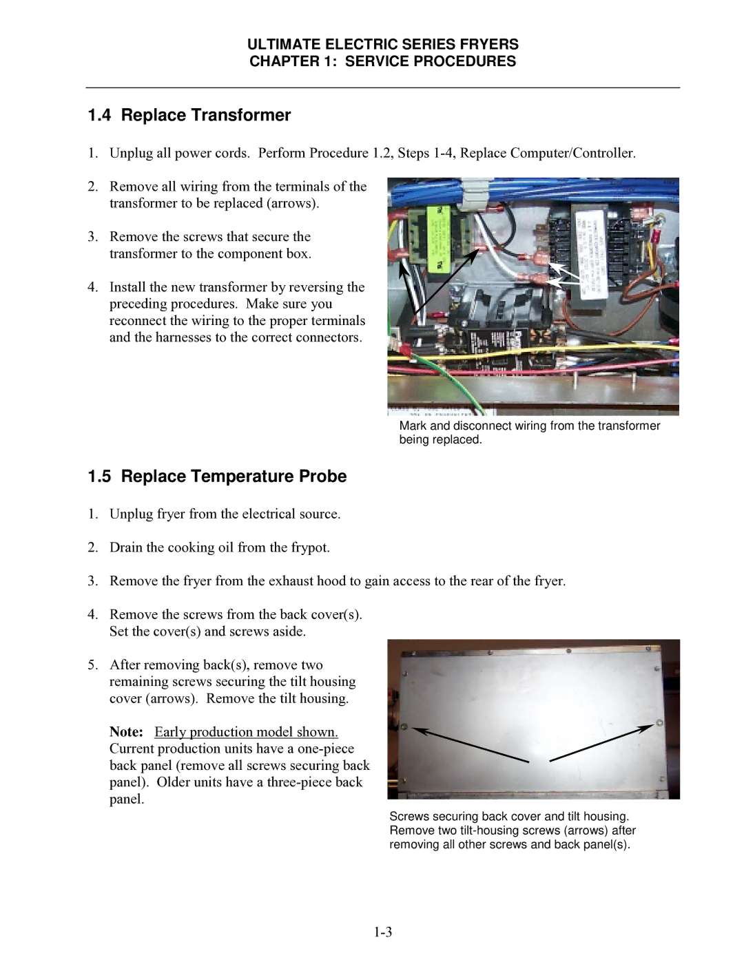 Frymaster Ultimate Electric Series manual Replace Transformer, Replace Temperature Probe 