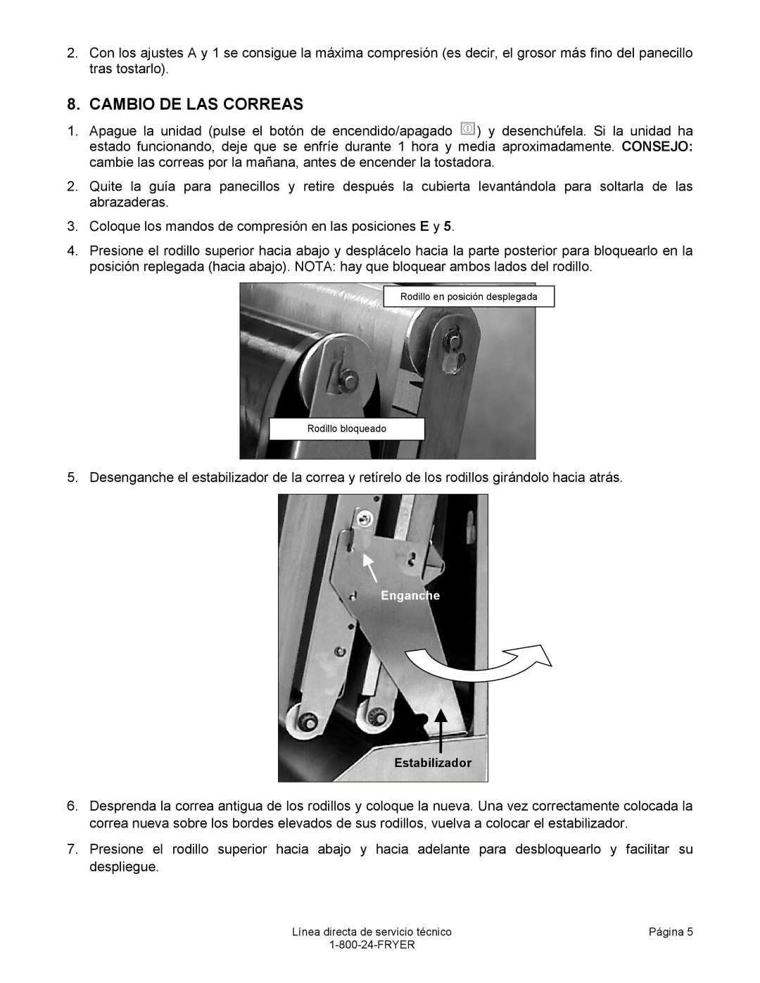 Frymaster VT Series manual Cambio DE LAS Correas 