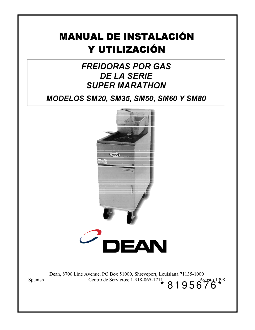 Frymaster Y SM80 manual 8195676 