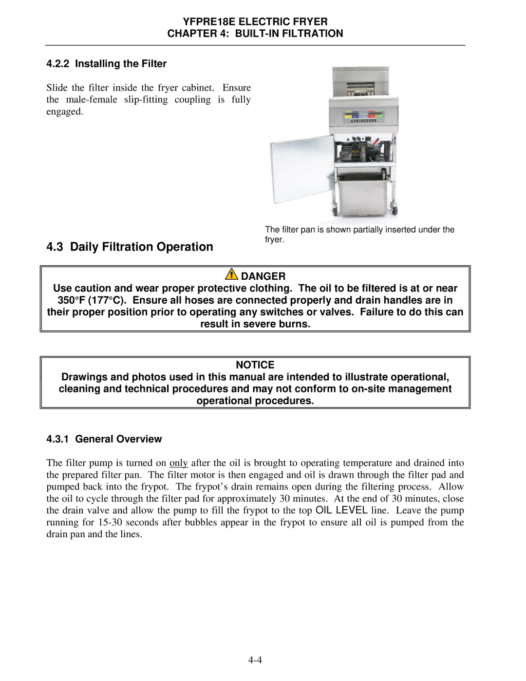 Frymaster YFPRE1817E operation manual Daily Filtration Operation, Installing the Filter 