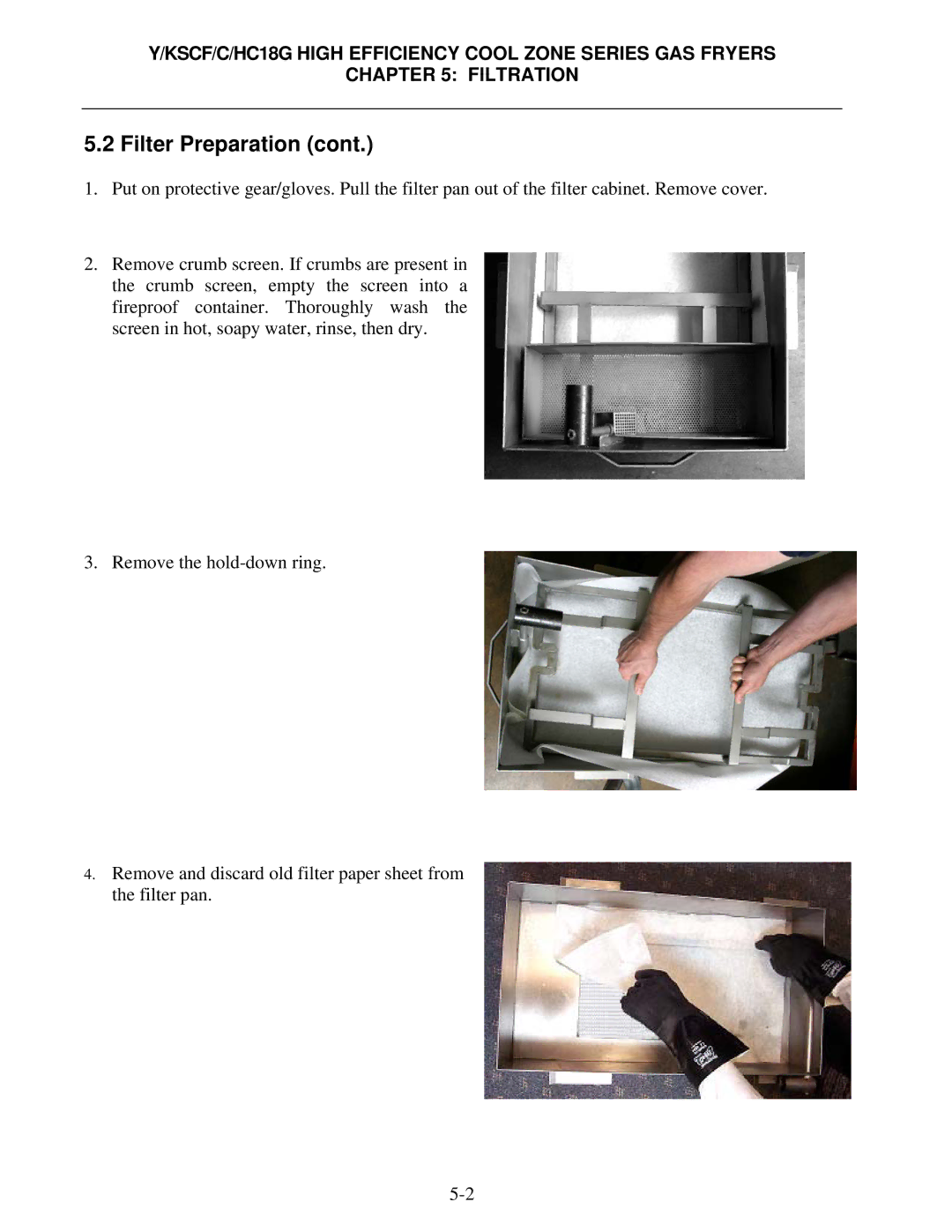 Frymaster Y/KSCF/C/HC18G operation manual Filter Preparation 