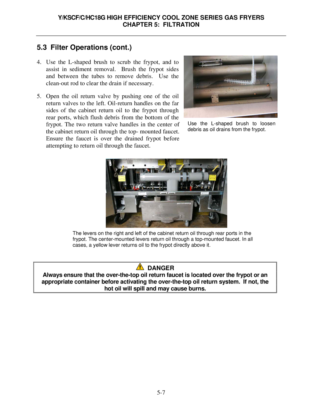 Frymaster Y/KSCF/C/HC18G operation manual Filter Operations 