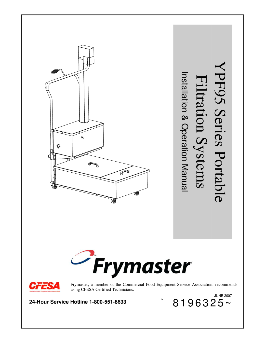 Frymaster YPF95 operation manual `8196325~ 