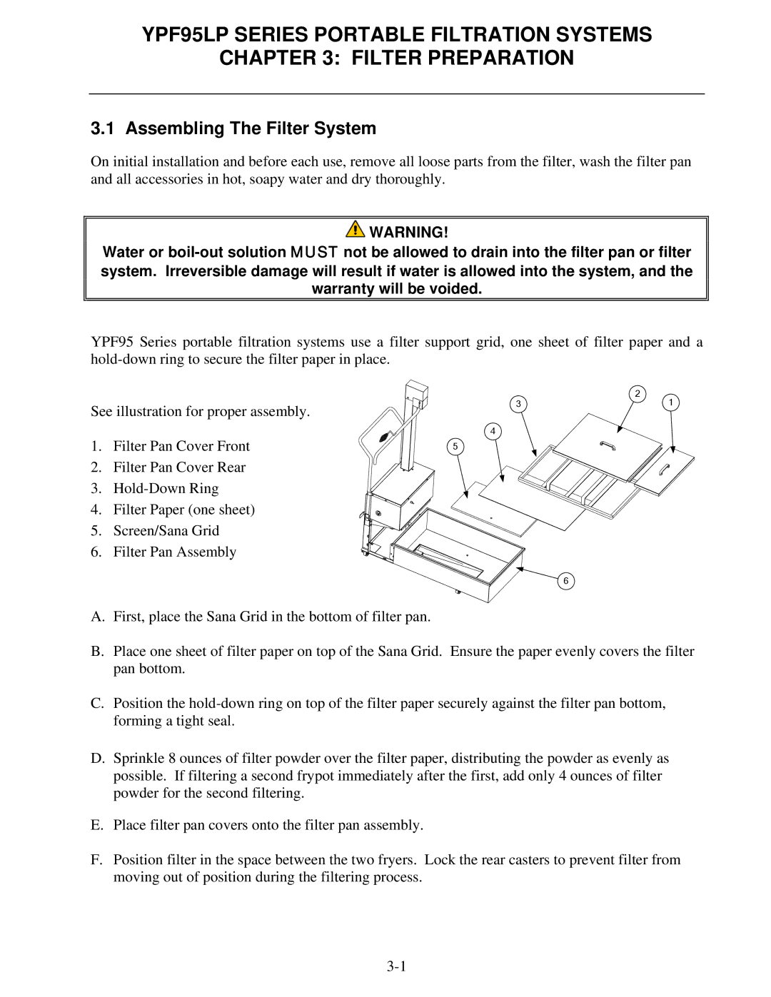 Frymaster YPF95 operation manual Assembling The Filter System 