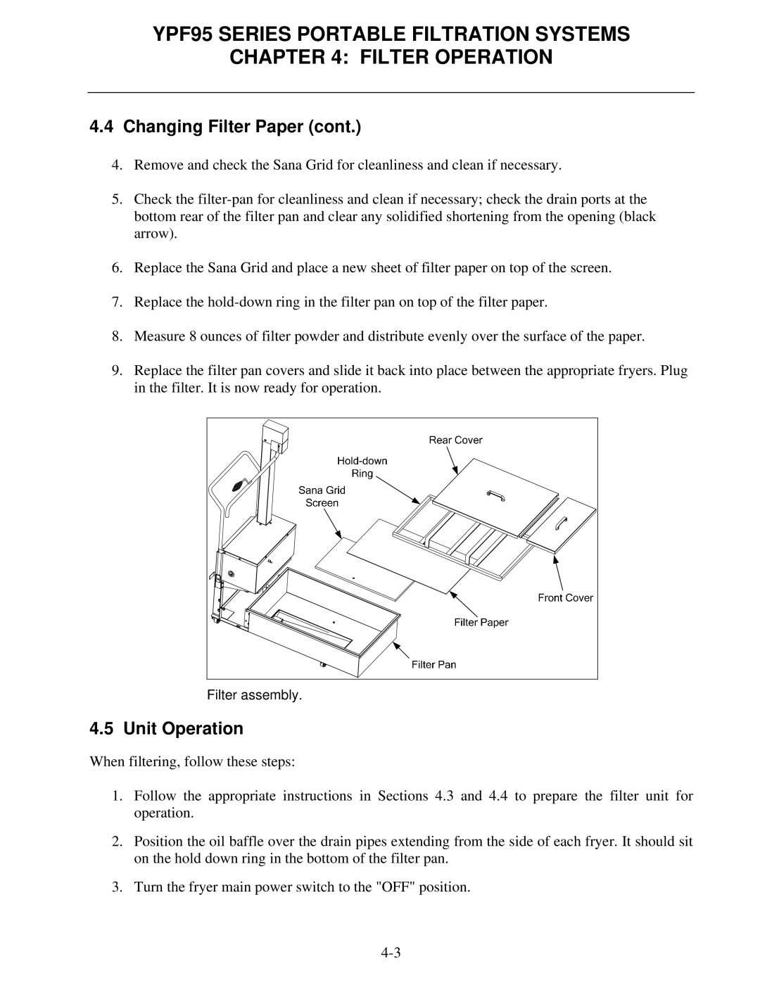 Frymaster YPF95 operation manual Unit Operation 