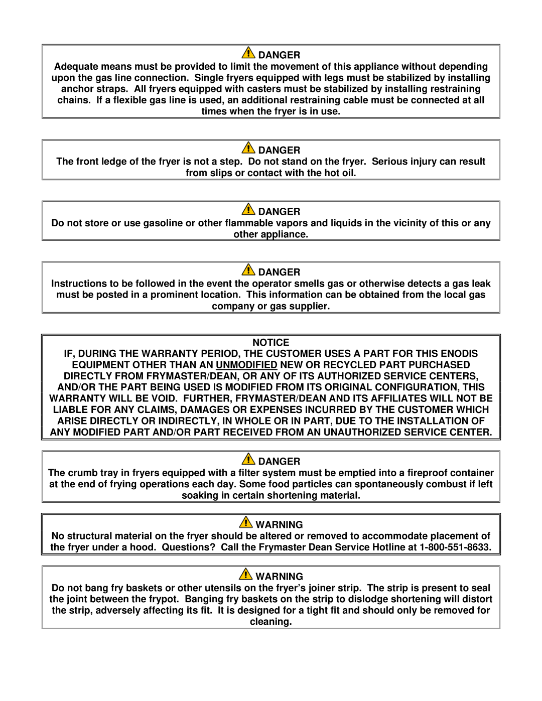 Frymaster YSCF14G operation manual 