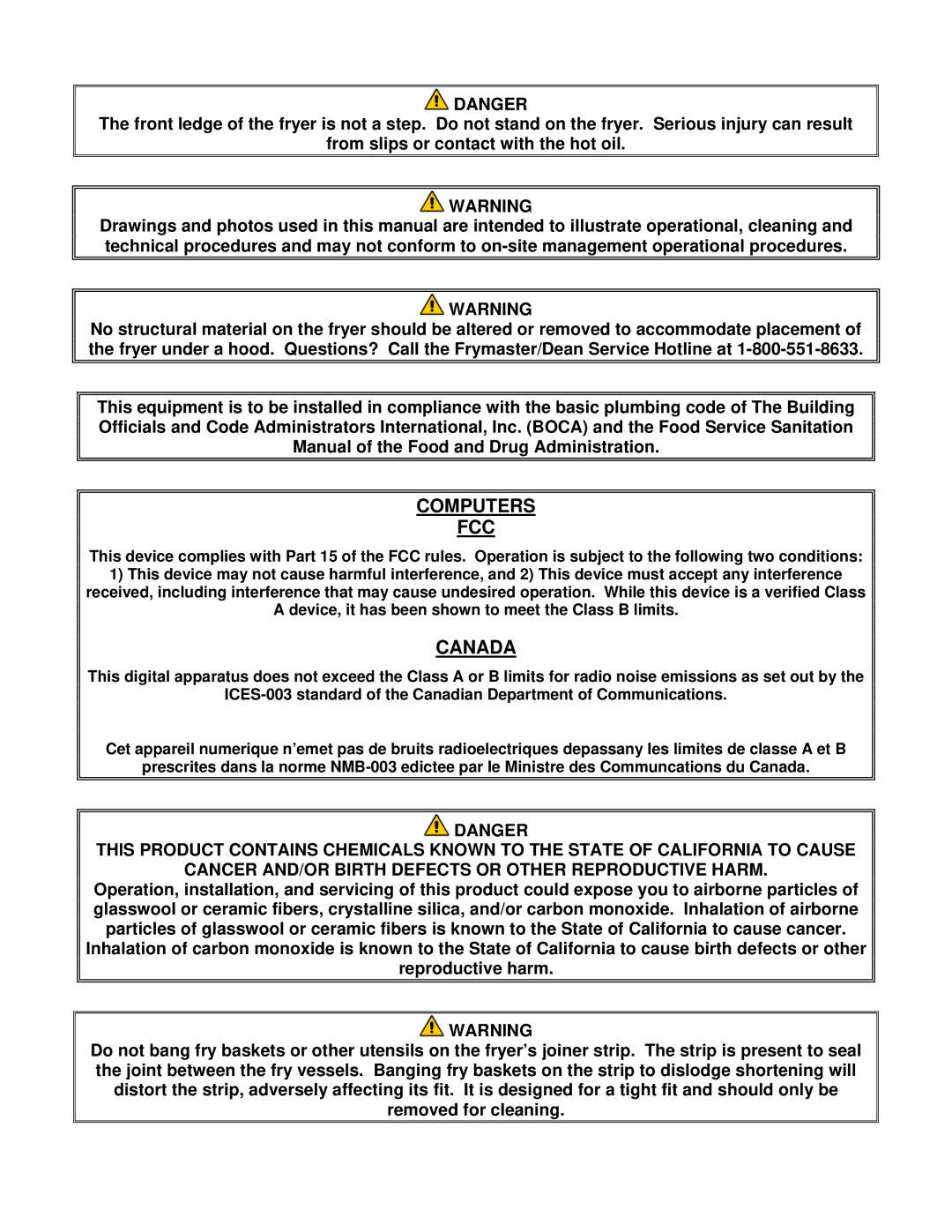 Frymaster YSCFC24 operation manual Computers FCC 