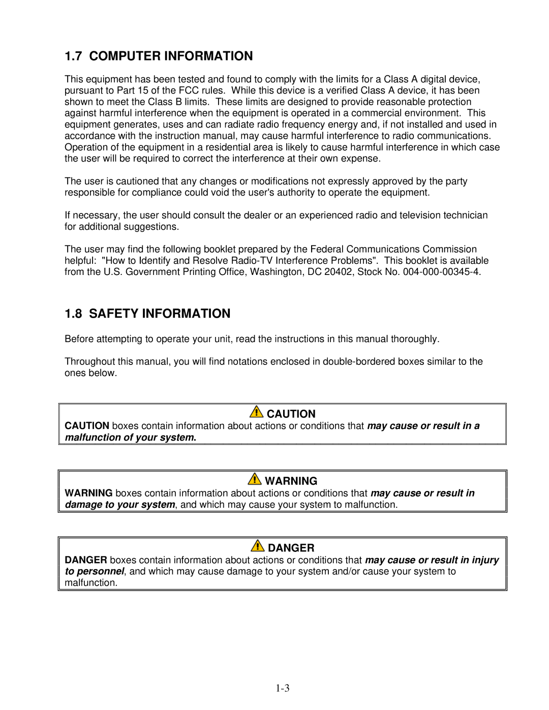 Frymaster YSCFC24 operation manual Computer Information, Safety Information 