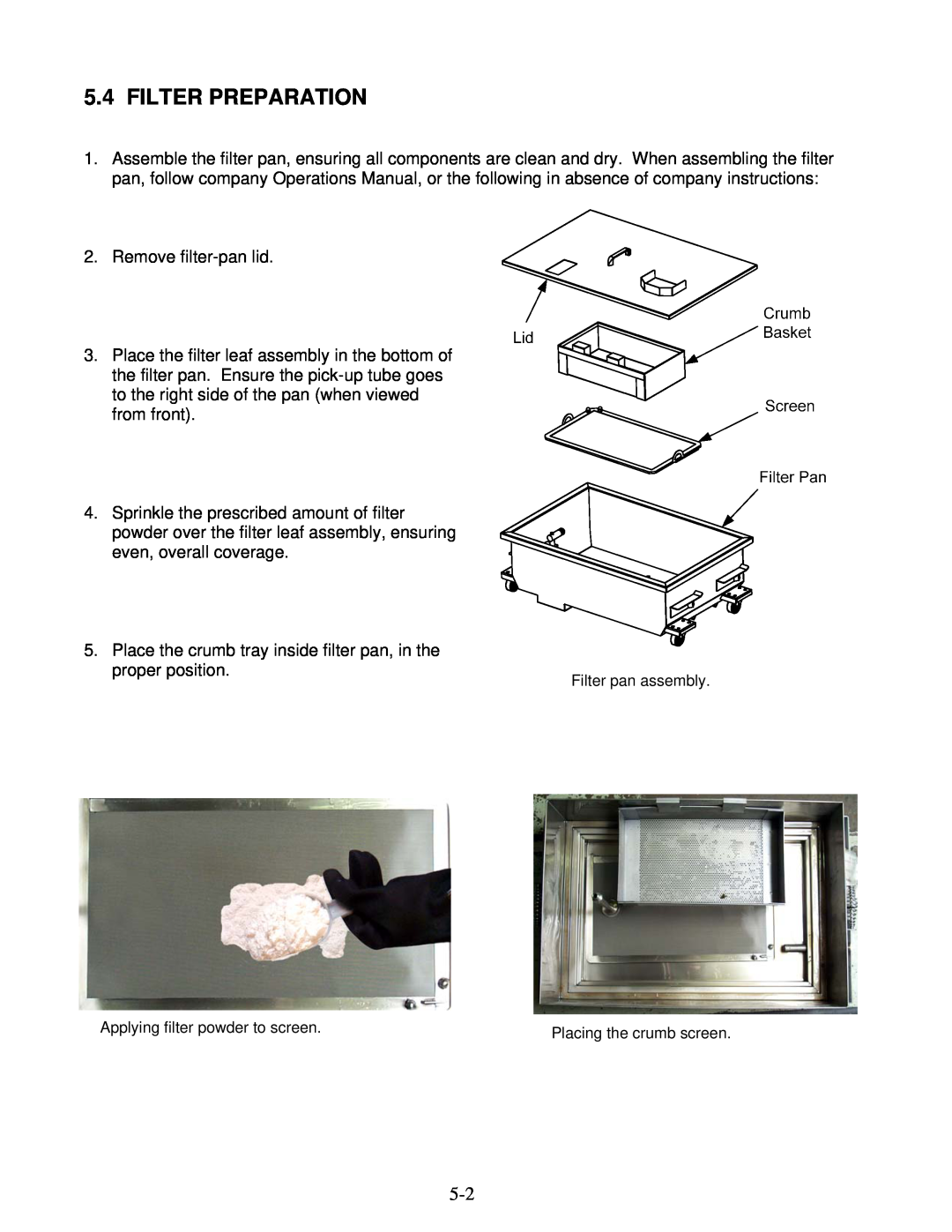 Frymaster YSCFC24 operation manual Filter Preparation 