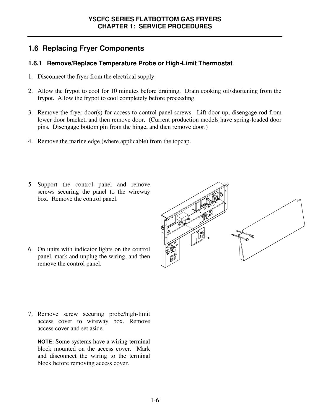 Frymaster YSCFC24GSERIES manual Replacing Fryer Components, Remove/Replace Temperature Probe or High-Limit Thermostat 