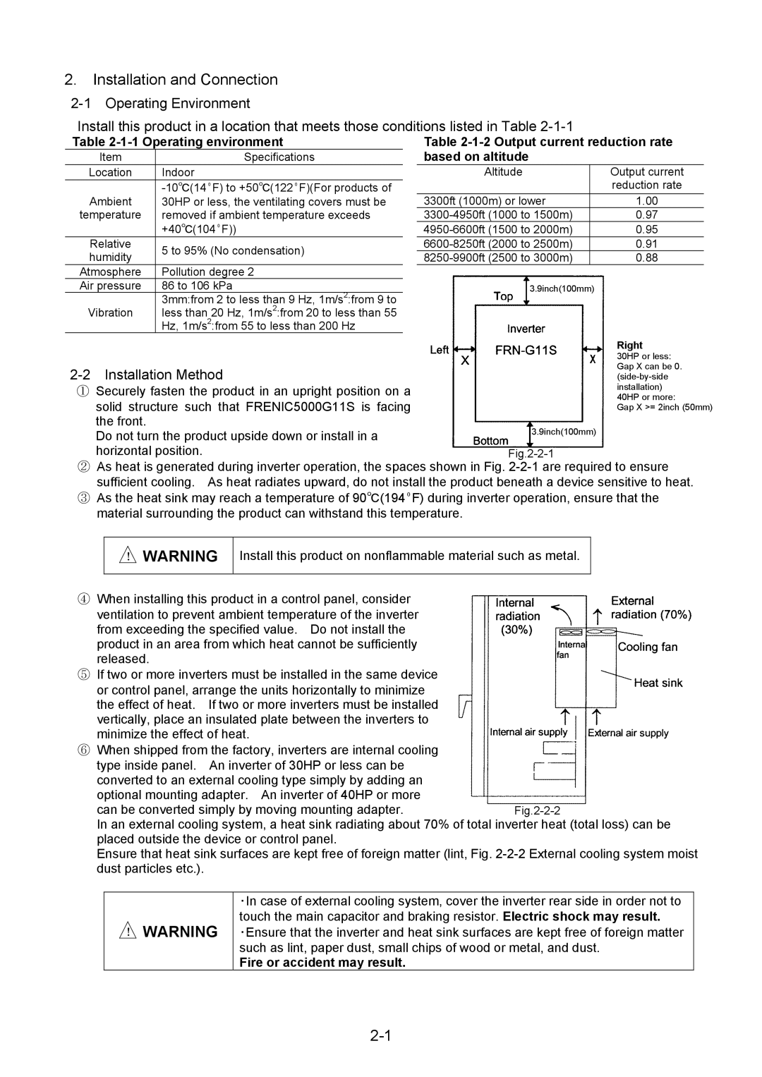 Fuji Bikes 5000G11S/P11S instruction manual Installation and Connection, Installation Method, Operating environment 