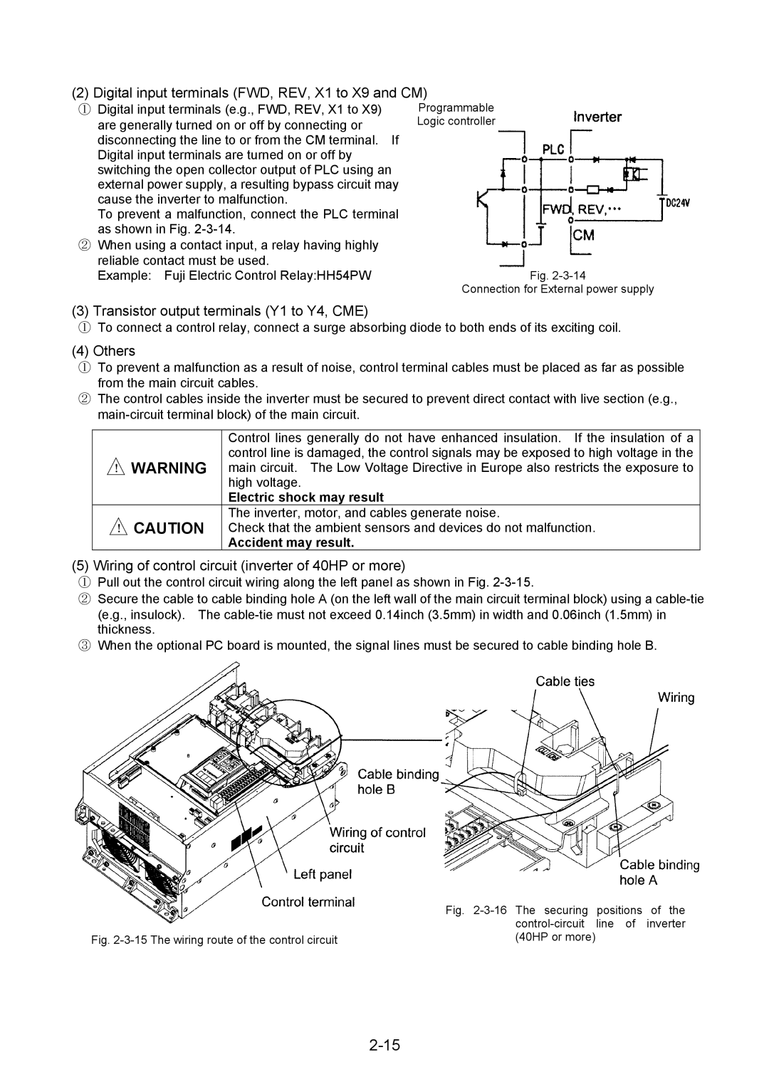 Fuji Bikes 5000G11S/P11S Digital input terminals FWD, REV, X1 to X9 and CM, Transistor output terminals Y1 to Y4, CME 