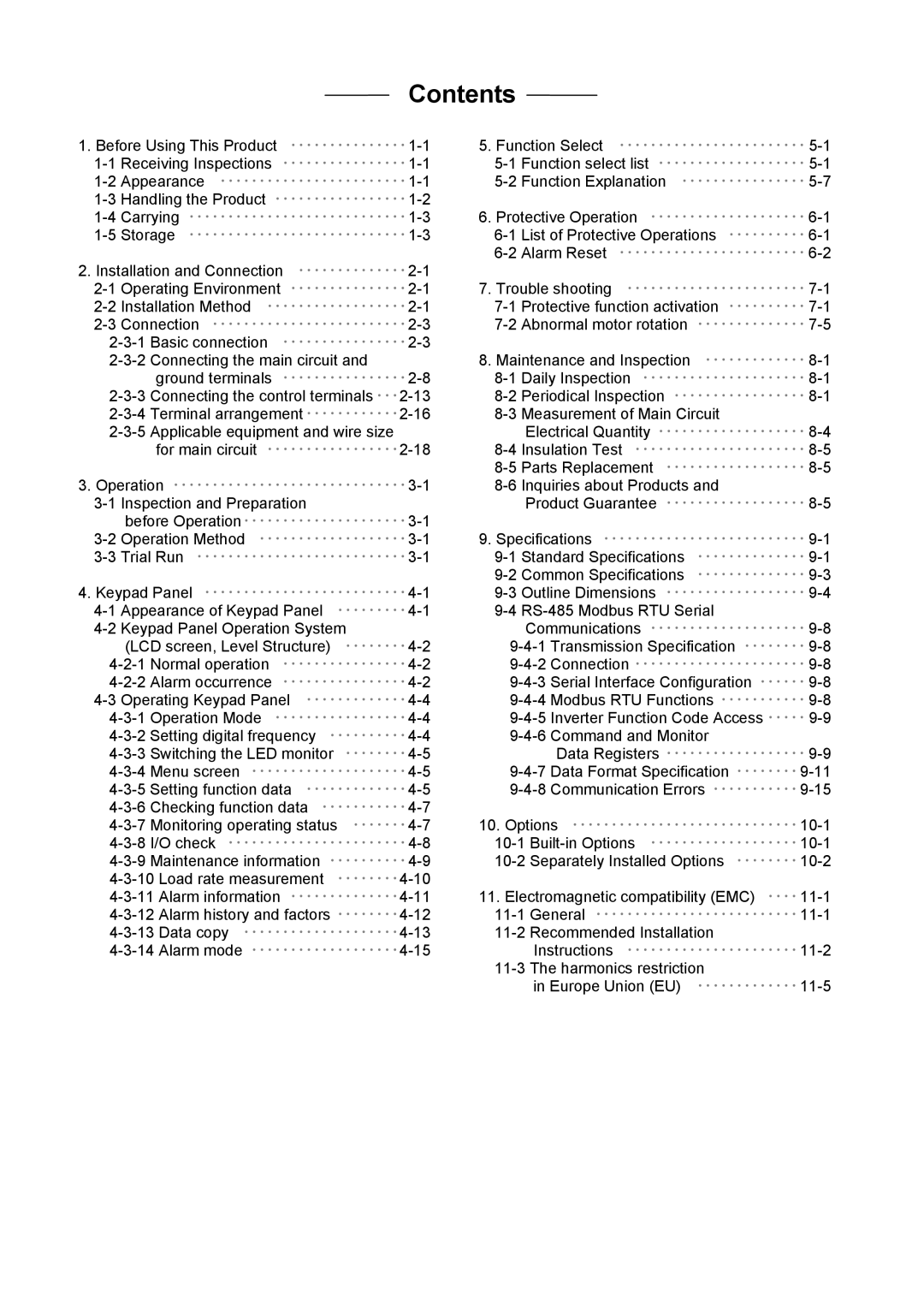 Fuji Bikes 5000G11S/P11S instruction manual Contents 