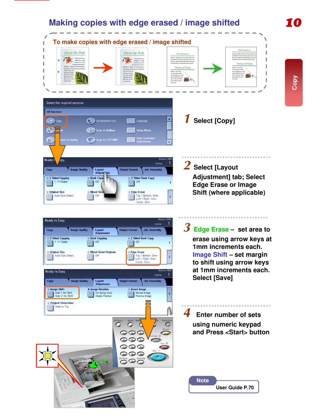 Fuji Labs C3000 manual Making copies with edge erased / image shifted 