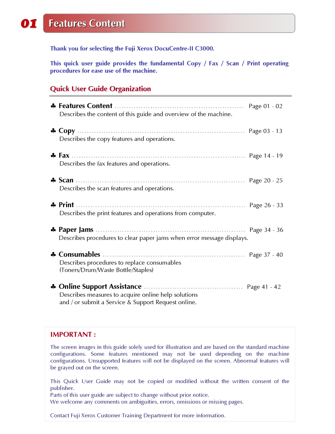 Fuji Labs C3000 manual Features Content 