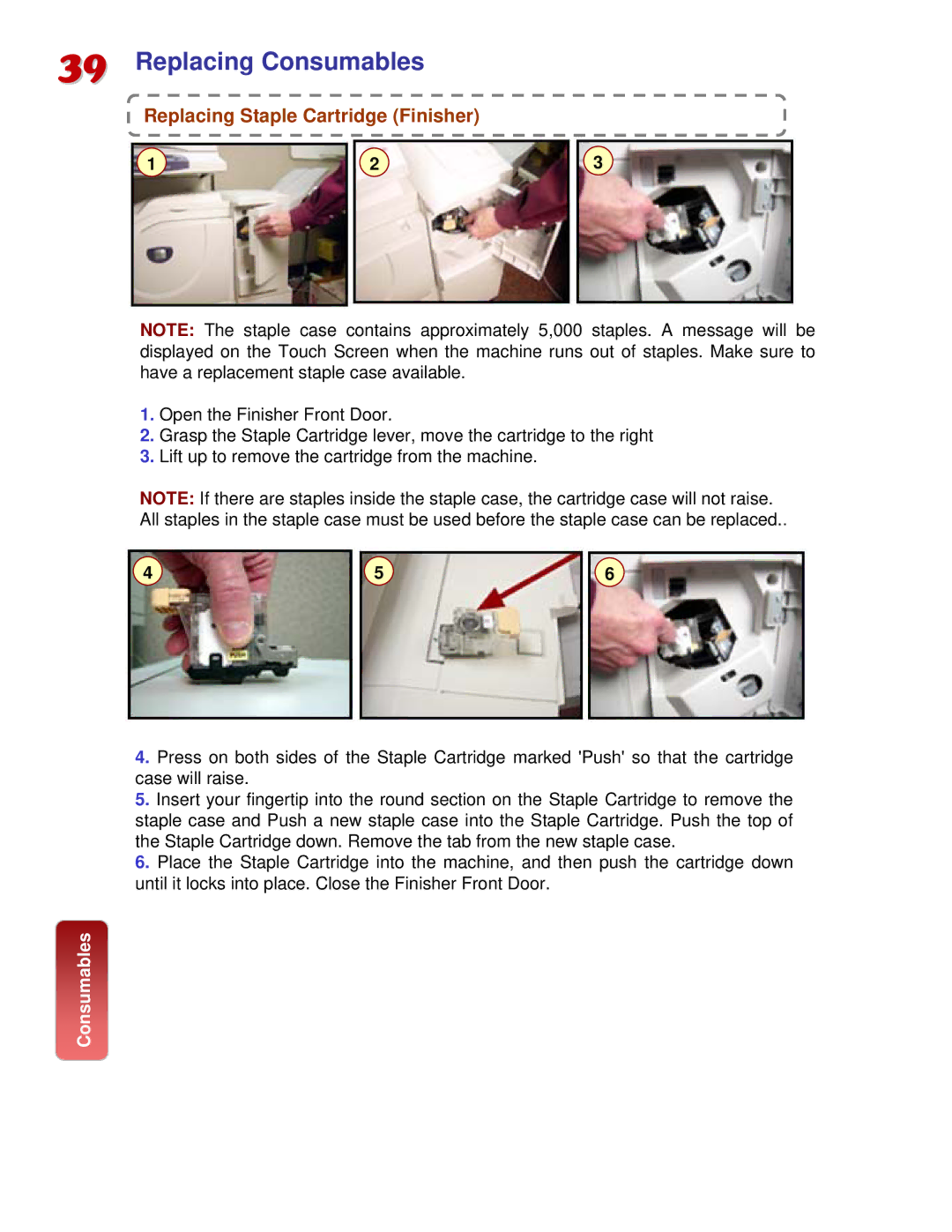 Fuji Labs C3000 manual Replacing Staple Cartridge Finisher 