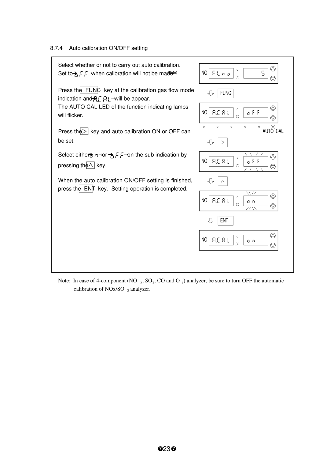 Fuji Labs ZSP instruction manual Auto calibration ON/OFF setting 