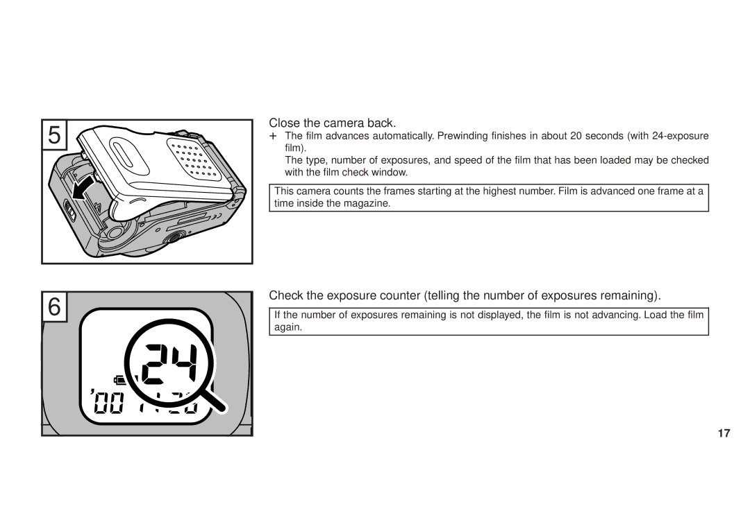 FujiFilm 120 owner manual Close the camera back 