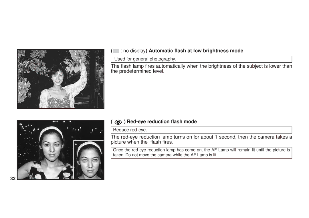 FujiFilm 120 owner manual No display Automatic flash at low brightness mode 