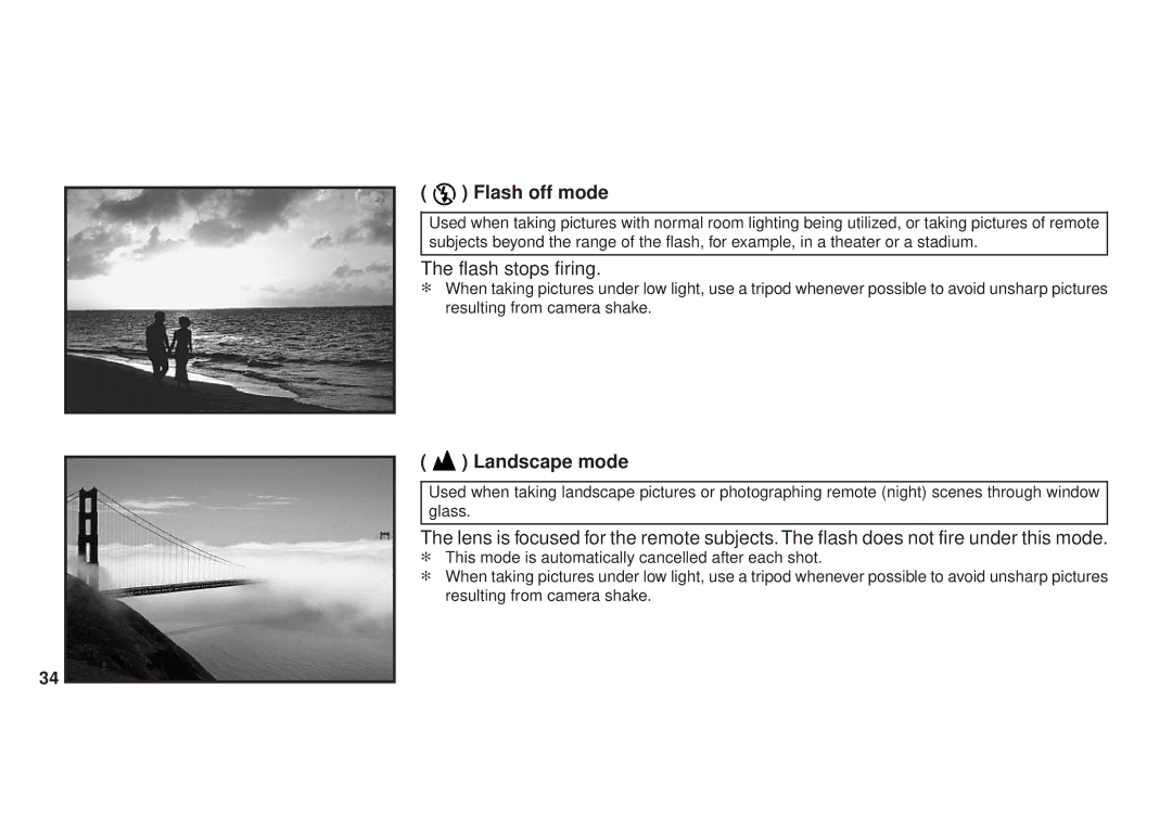 FujiFilm 120 owner manual Flash off mode 